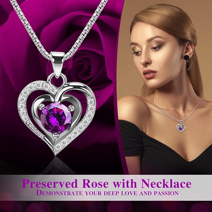 konservierte Rose mit Halskette in Geschenkbox